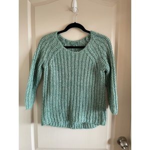 Anthropologie - green knit sweater with sequins